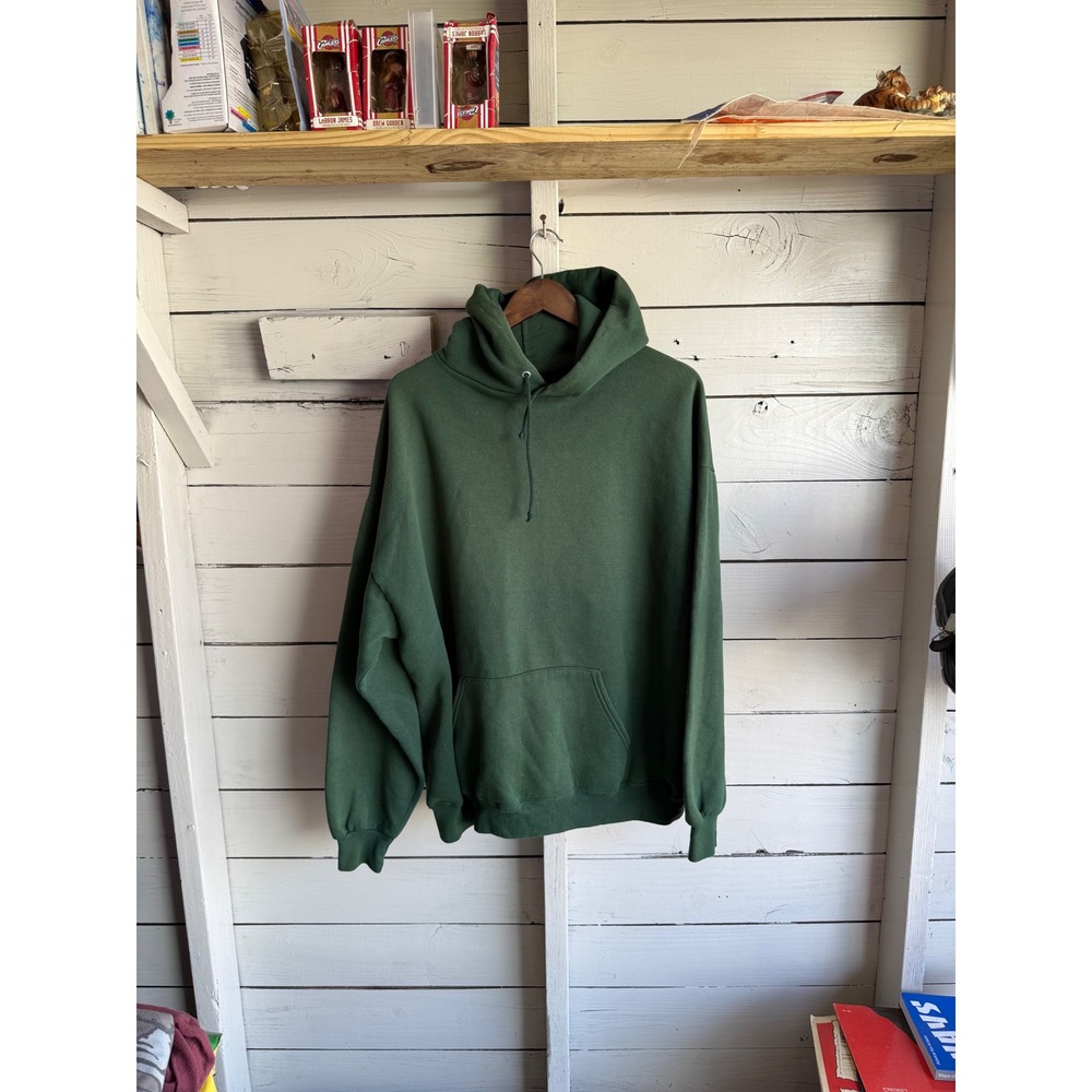 Vintage Jerzees Super Sweats Forest Green Hoodie Mens 2XL Heavyweight Pullover